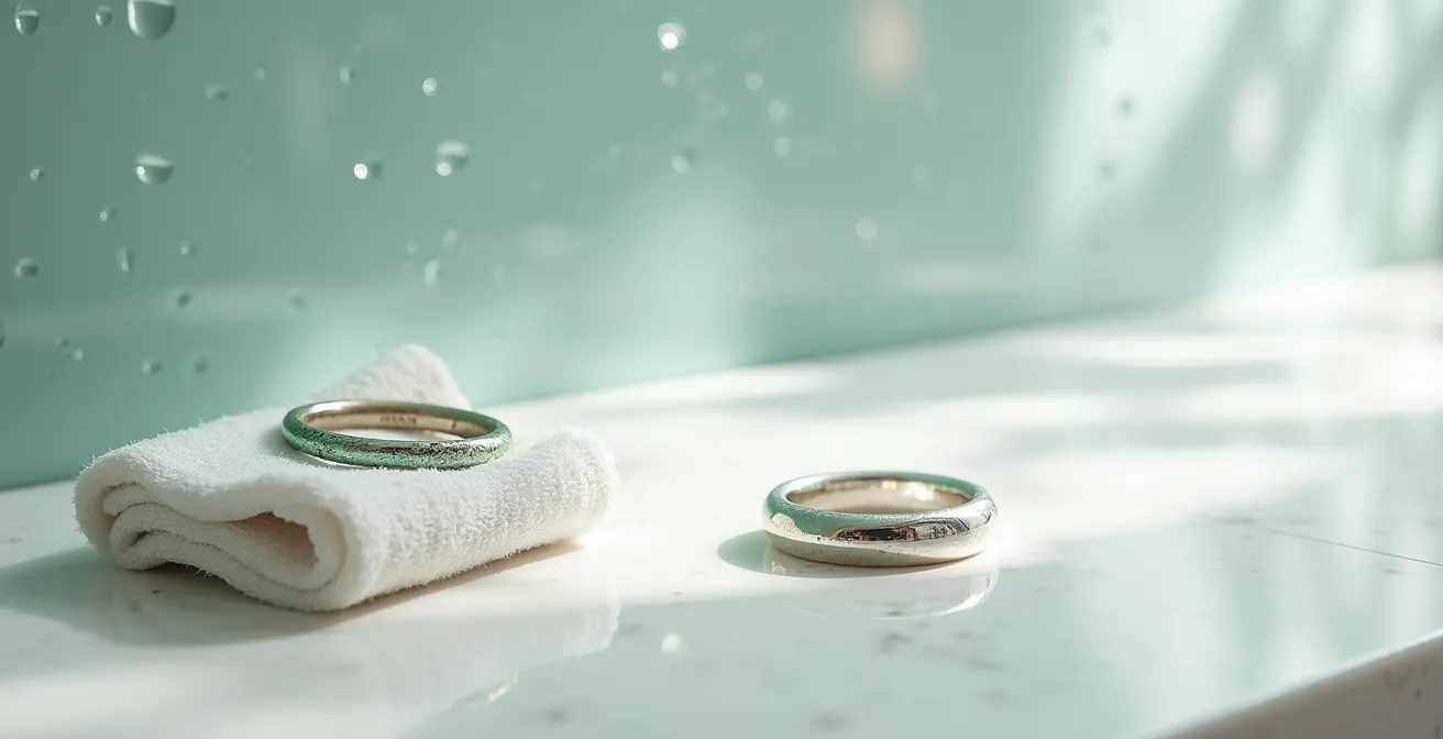 Test de résistance comparant argent 925 et métal argenté après exposition à l'eau et transpiration