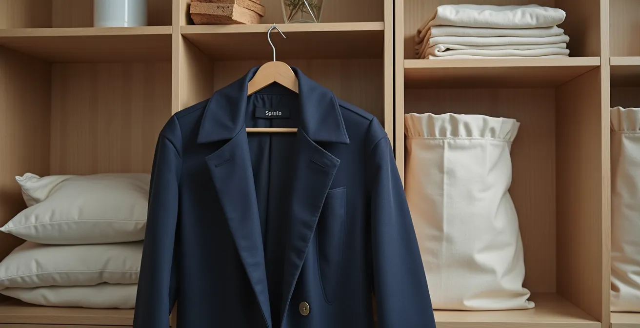 Technique de pliage et conservation d'un manteau de laine avec papier de soie