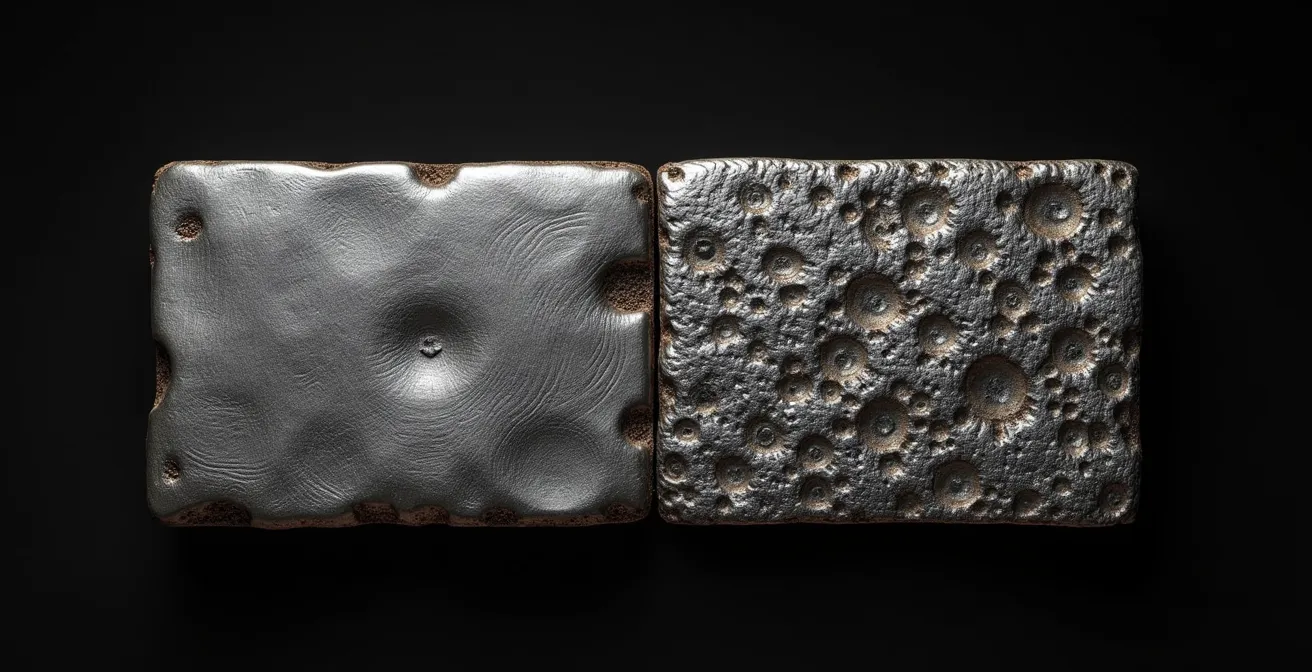 Comparaison microscopique de la structure du métal forgé versus coulé