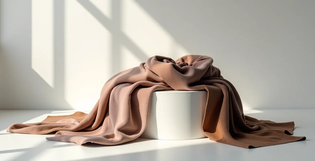 Composition minimaliste de différentes textures textiles sous lumière naturelle