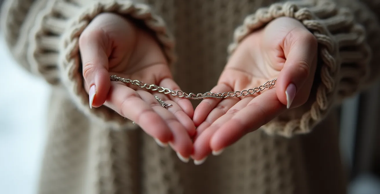 Comparaison microscopique d'un maillon de chaîne neuf versus usé par friction textile